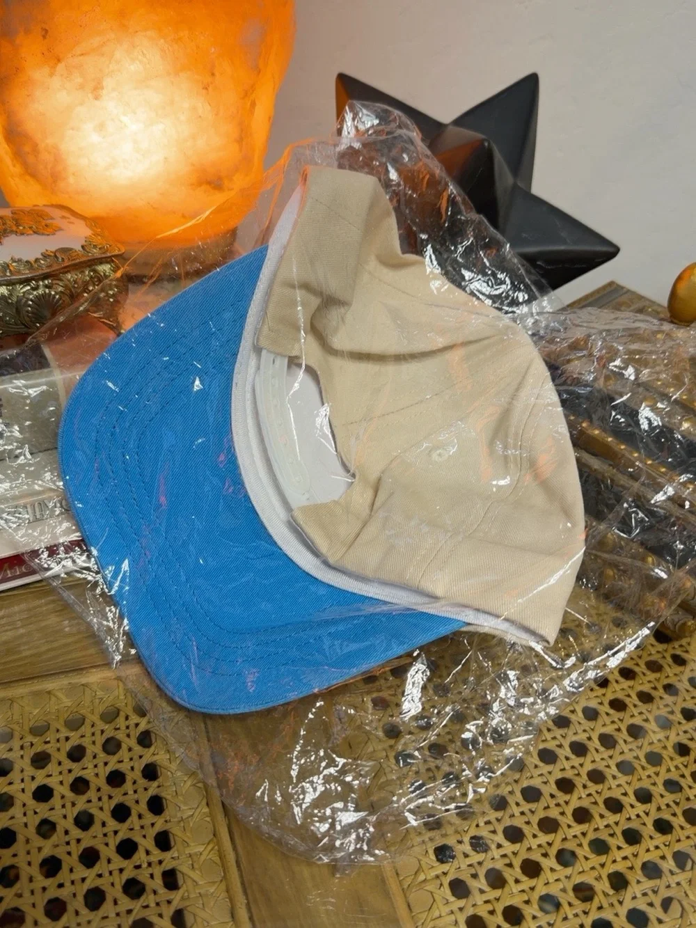 NWT Bad Day to Be a Hot Dog Embroidered Snapback Hat Blue Tan